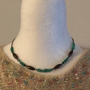 Turquoise and Brown Beaded Necklace